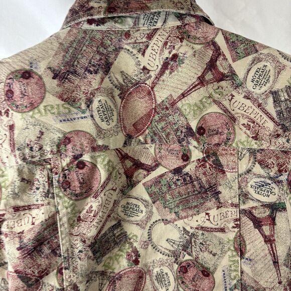 Christopher & Banks M Jacket Parisian Travel Print Button Front Vintage-Inspired - Picture 13 of 16